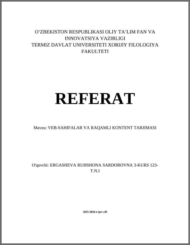 VEB-SAHIFALAR VA RAQAMLI KONTENT TARJIMASI