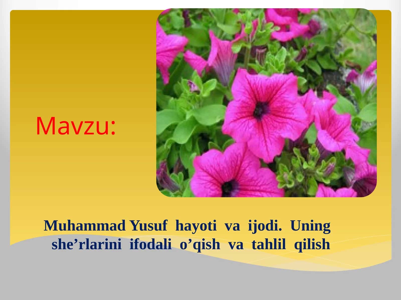 Muhammad Yusuf hayoti va ijodi