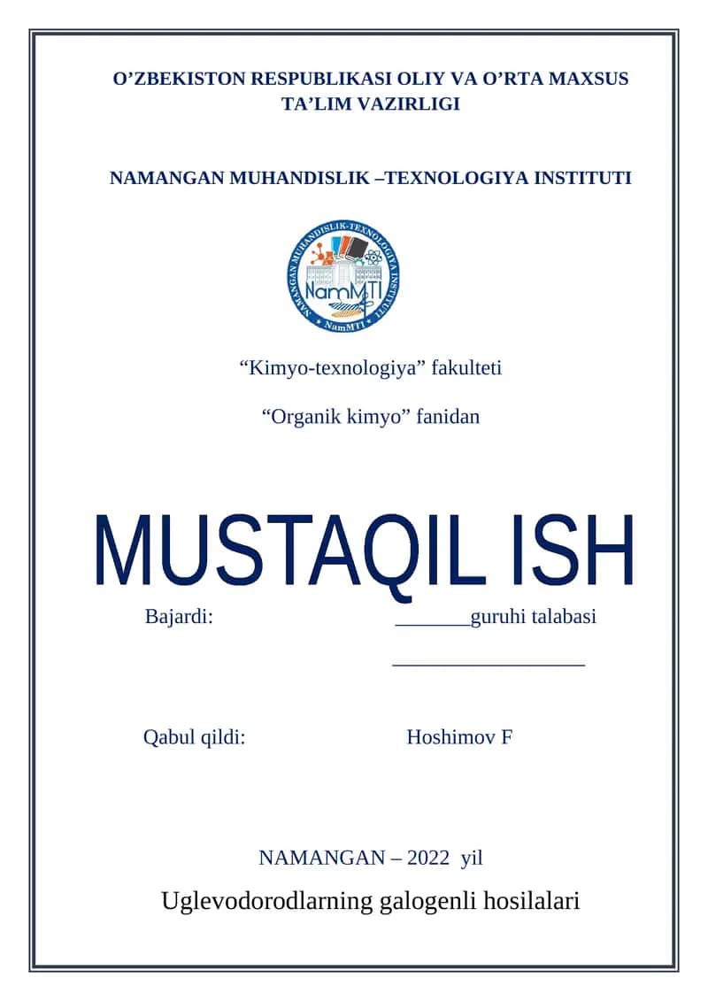 Uglevodorodlarning galogenli hosilalari