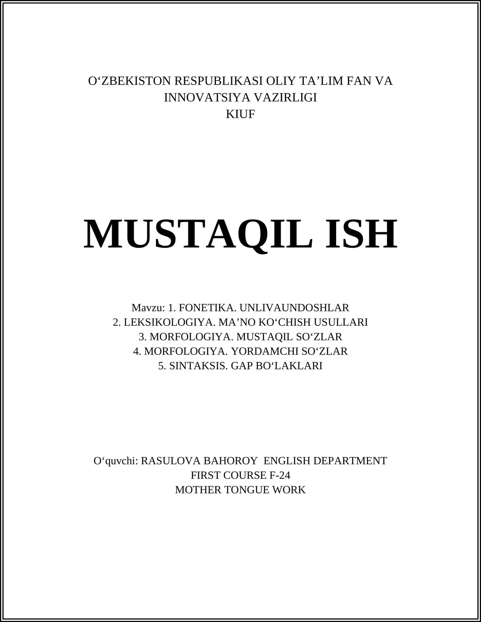 Fonetika va Tovush O‘zgarishlari