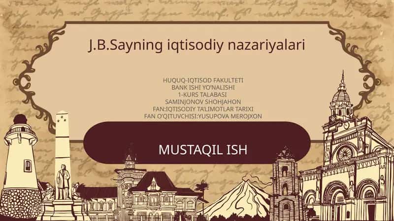 J.B.Sayning iqtisodiy nazariyalari