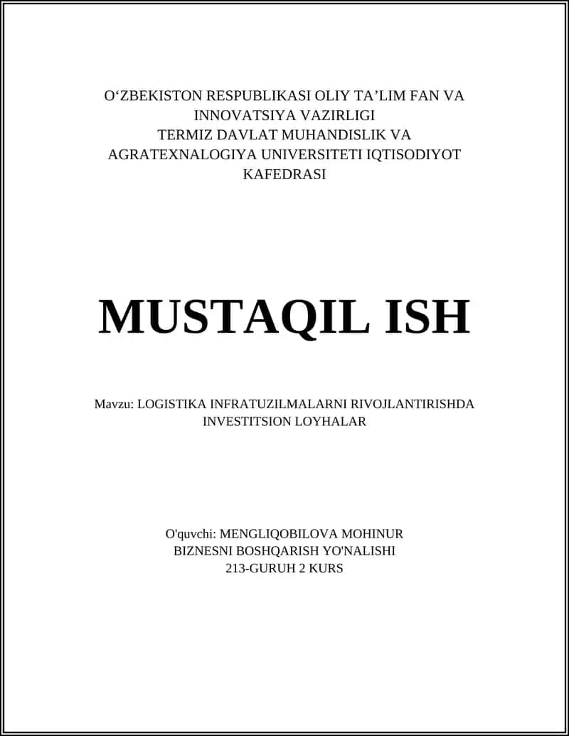 Logistika Markazlari Yaratish