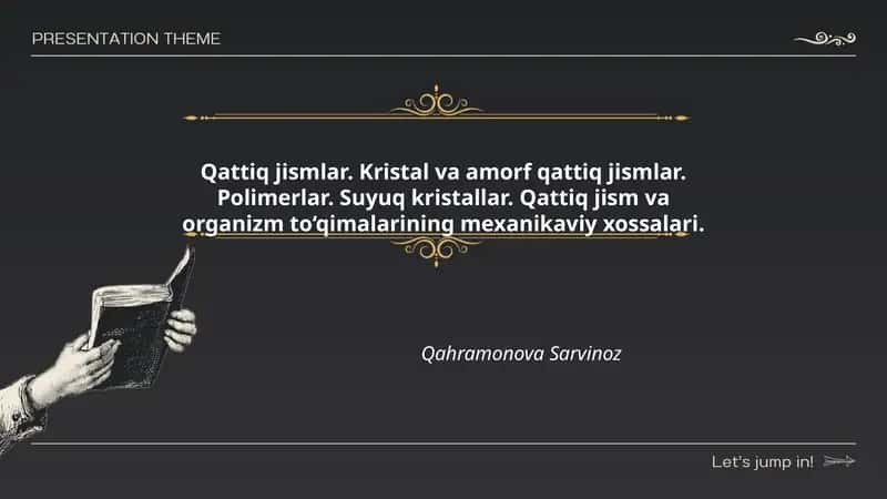 Qattiq jismlarning umumiy tasnifi va xossalari