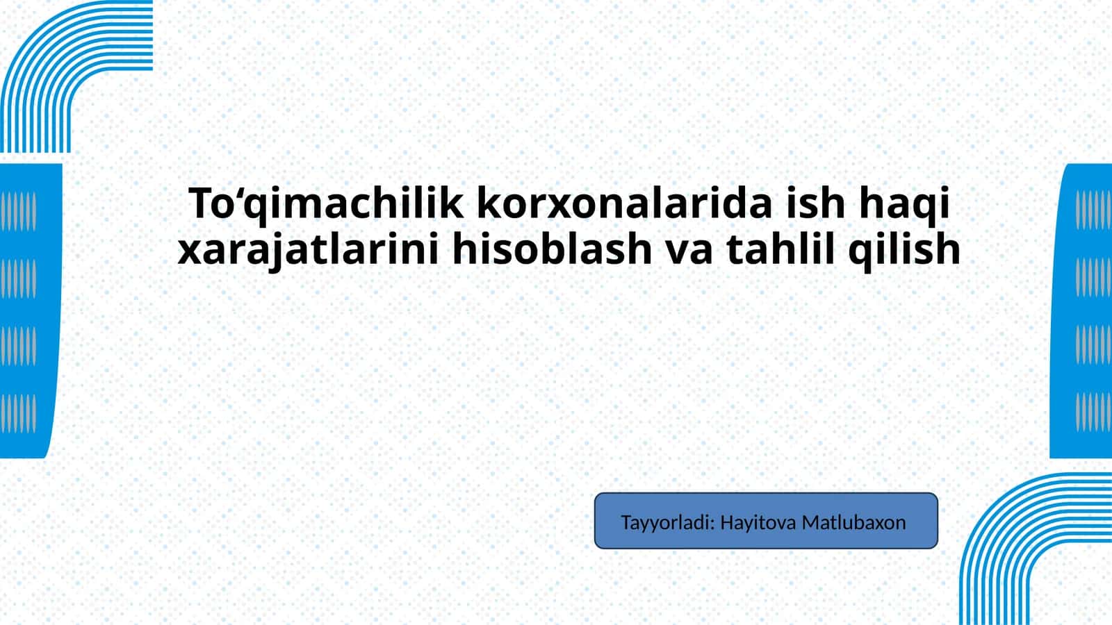Ushbu taqdimot doirasida to‘qimachilik korxonalarining iqtisodiy samaradorligini belgilovchi uch ta asosiy yo‘nalish ko‘rib chiqiladi