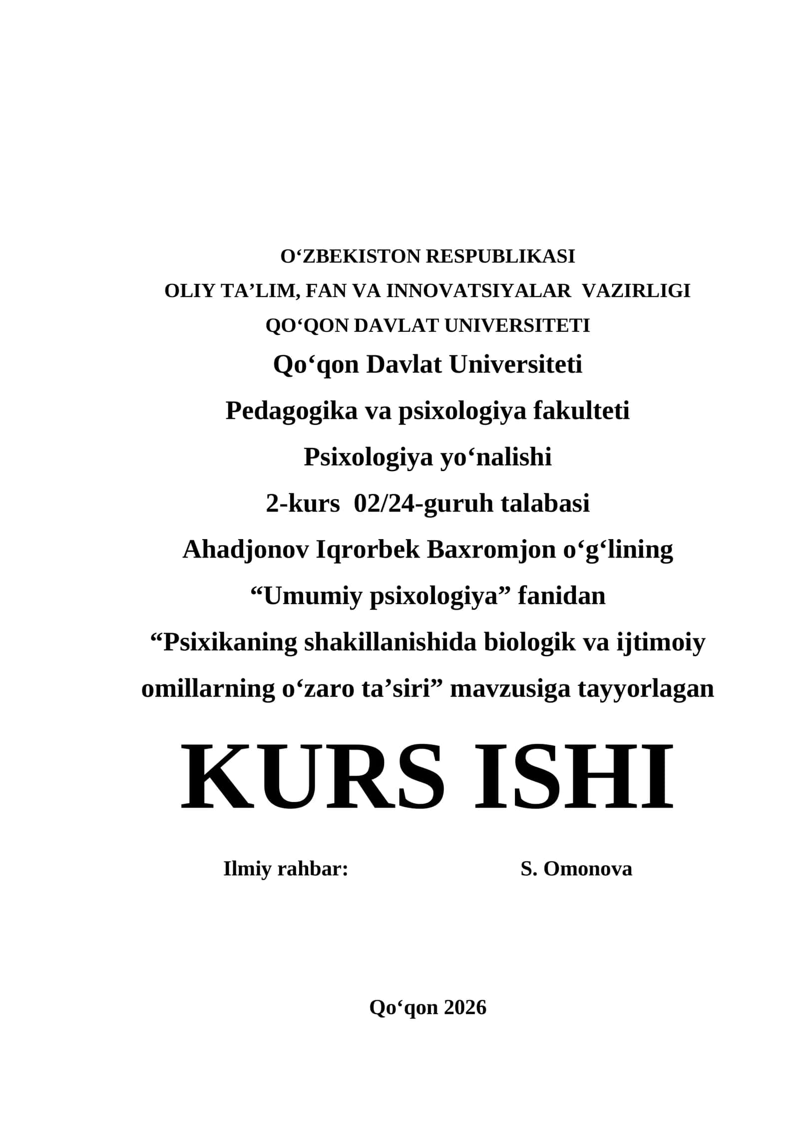 Psixikaning shakillanishida biologik va ijtimoiy omillarning oʻzaro taʼsiri
