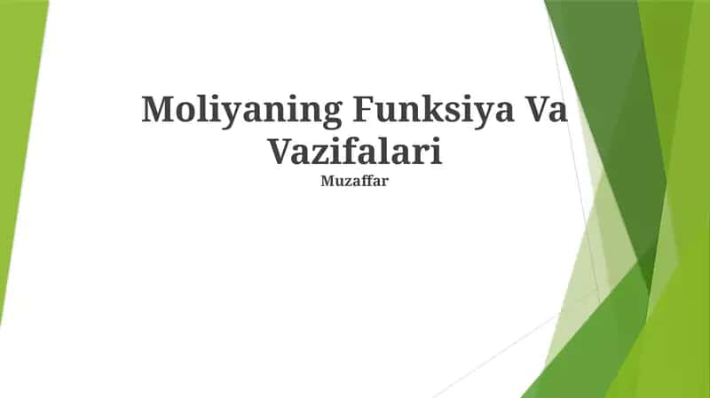Moliyaning Funksiya Va Vazifalari