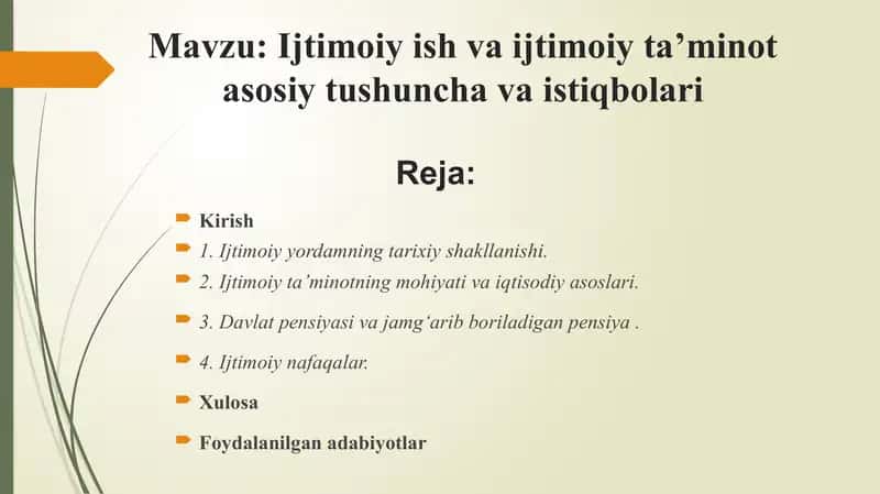 Ijtimoiy ish va ijtimoiy taʼminot asosiy tushuncha va istiqbolari