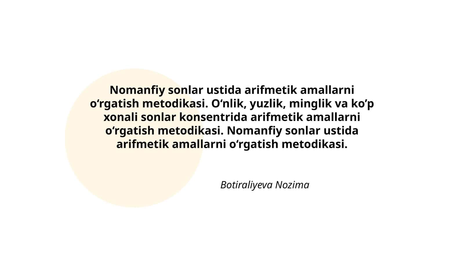 Nomanfiy sonlar ustida arifmetik amallarni o‘rgatish metodikasi