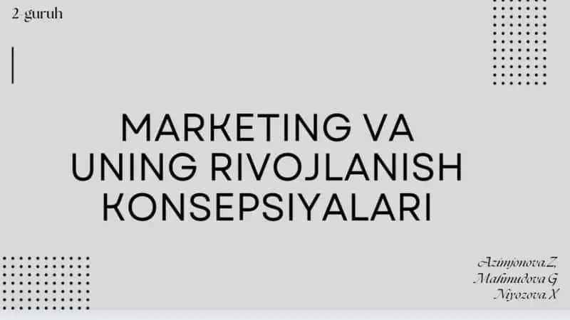 Marketing tushunchasi