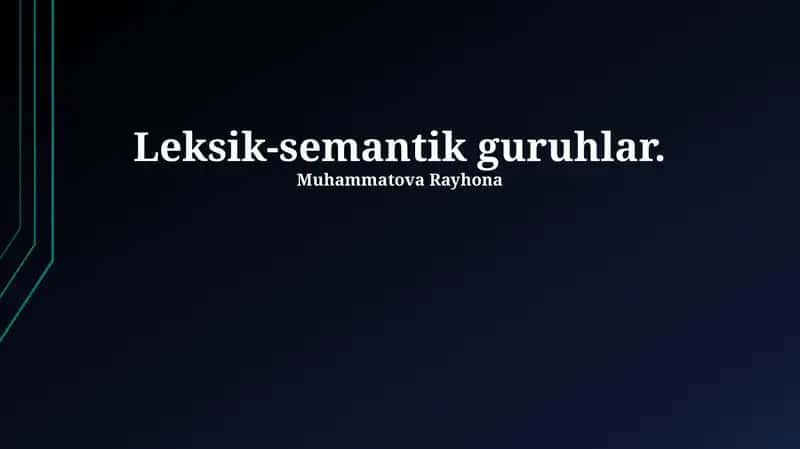 Leksik-semantik guruhlar