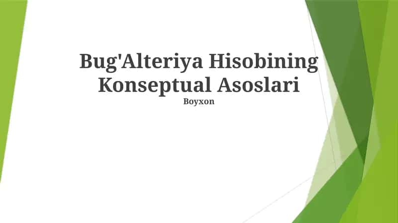 Bug'Alteriya Hisobining Konseptual Asoslari