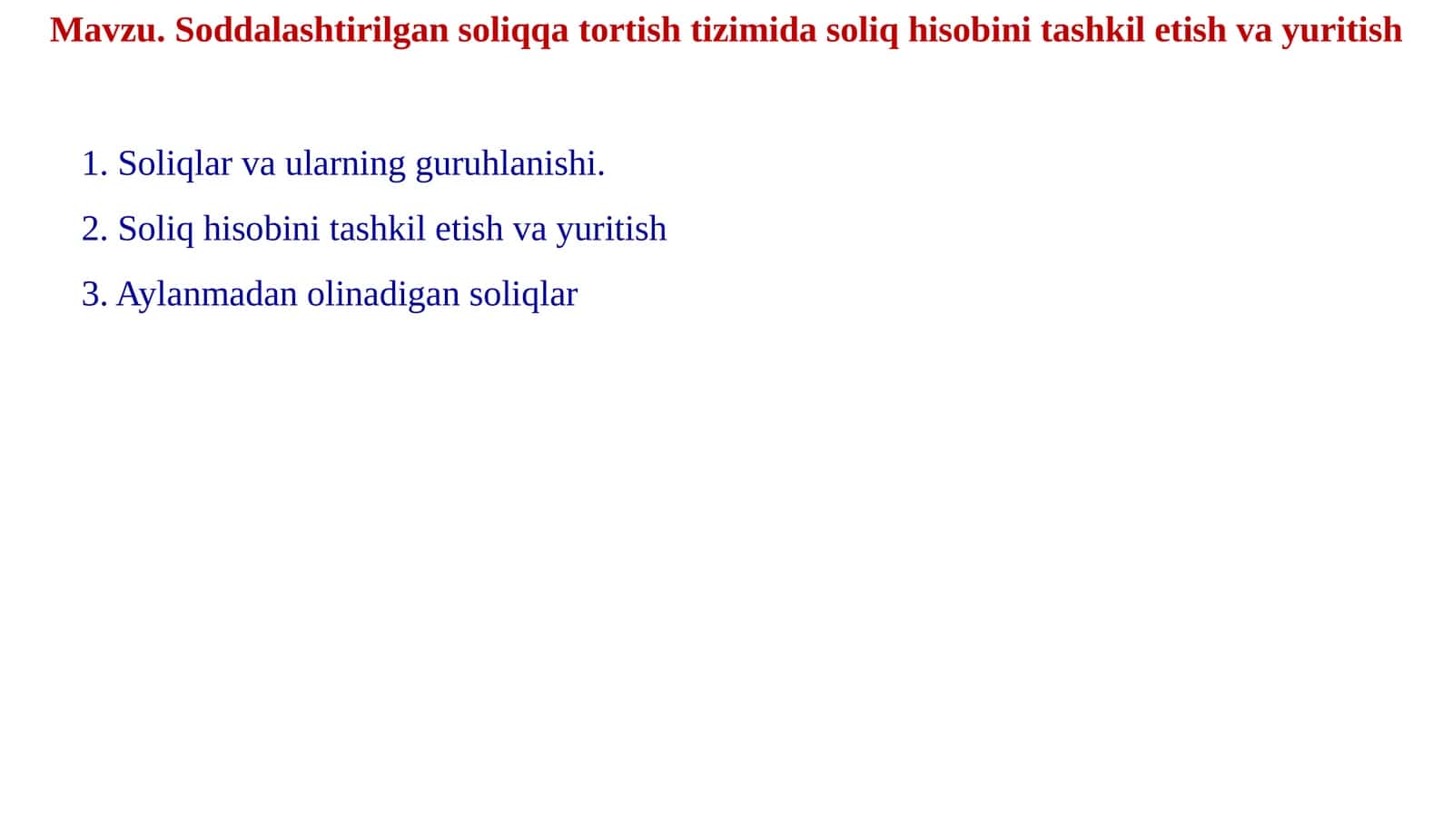 Soddalashtirilgan soliqqa tortish tizimida soliq hisobini tashkil etish va yuritish