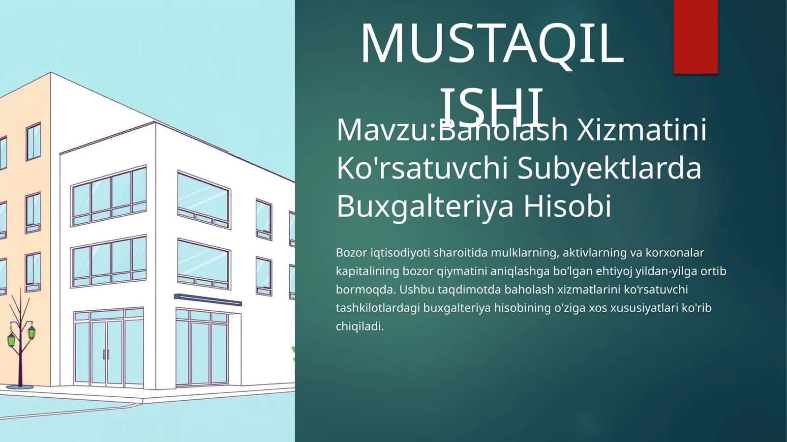 Baholash Xizmatini Ko'rsatuvchi Subyektlarda Buxgalteriya Hisobi