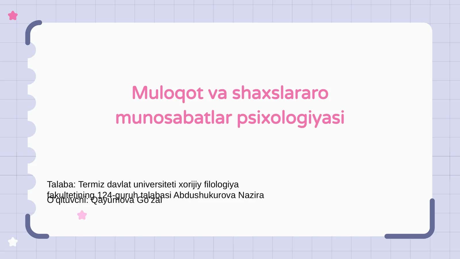 Muloqot va shaxslararo munosabatlar psixologiyasi