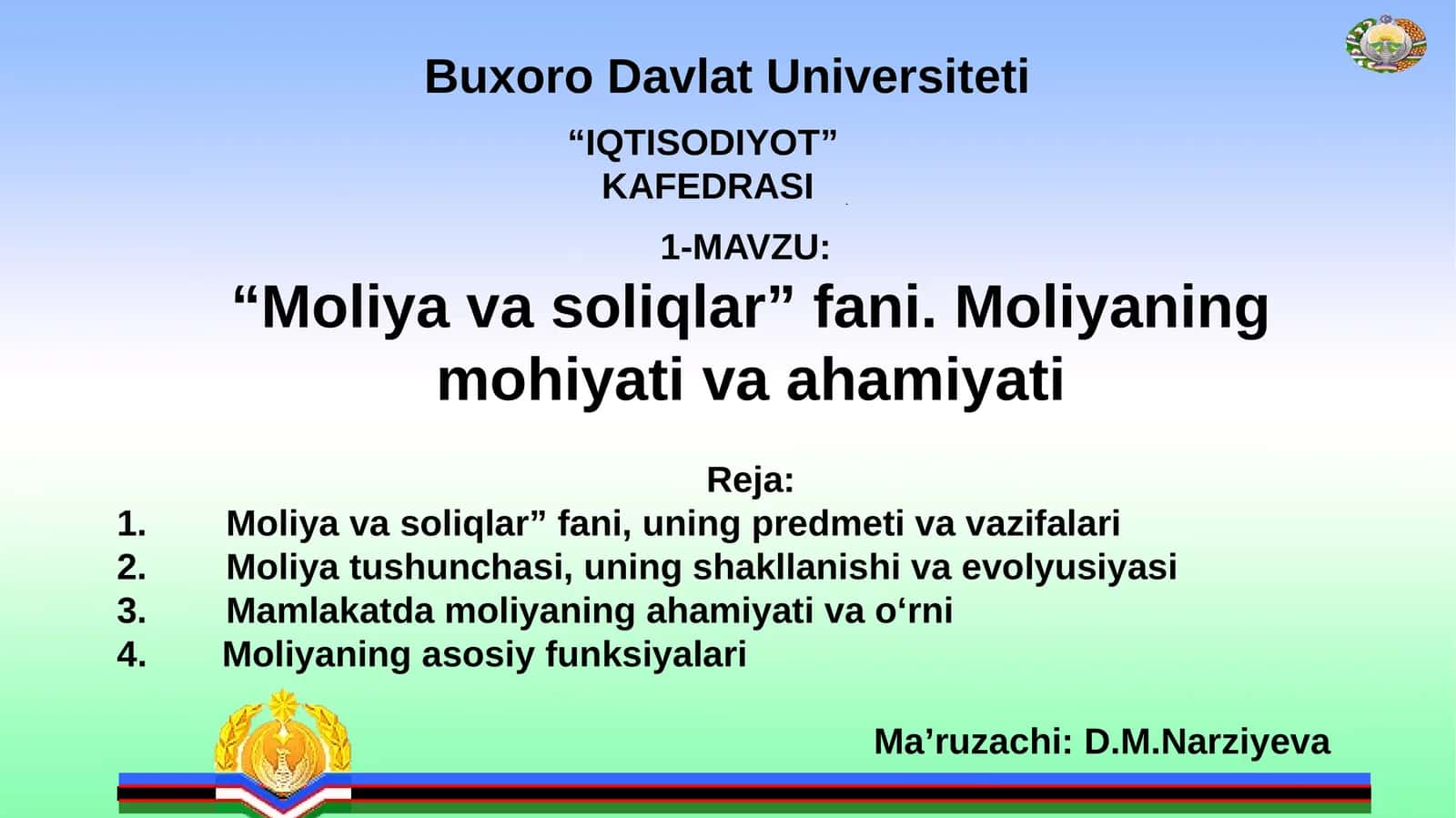 Moliyavasoliqlar fani