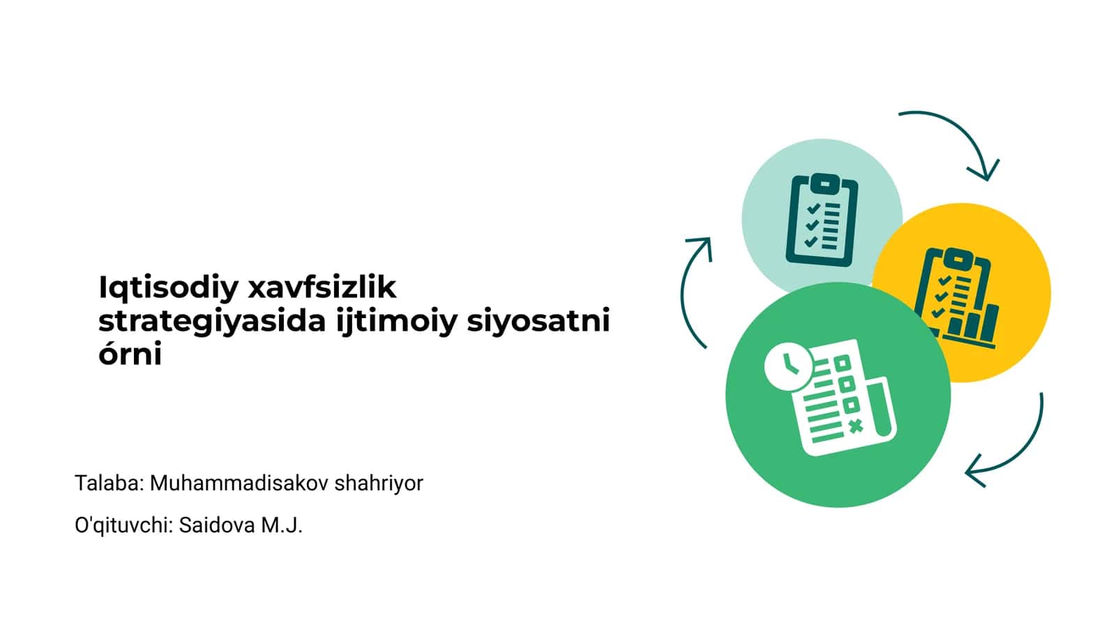 Iqtisodiy xavfsizlik strategiyasida ijtimoiy siyosatni órni