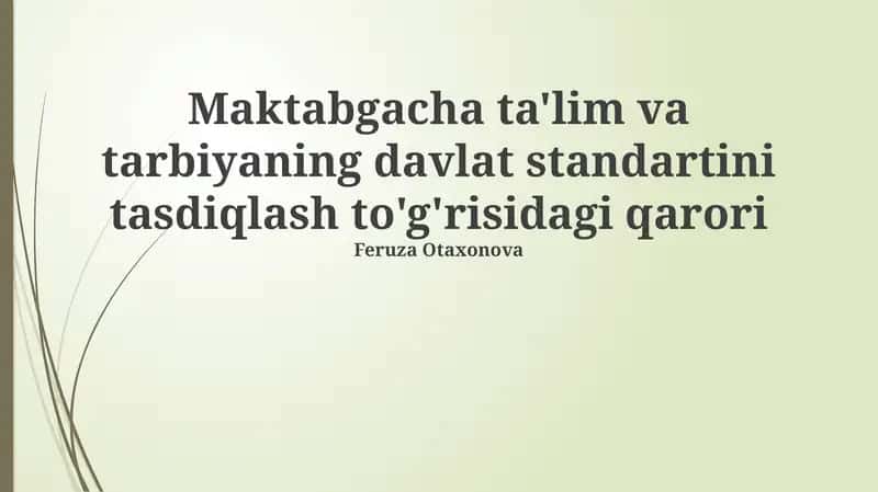 Maktabgacha Ta'lim va Tarbiya Standarti