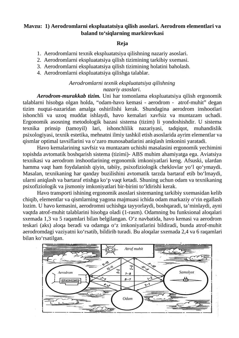 Aerodromlarni ekspluatatsiya qilish asoslari