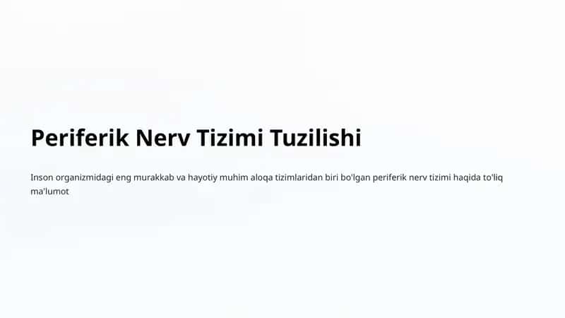 Periferik Nerv Tizimi Tuzilishi