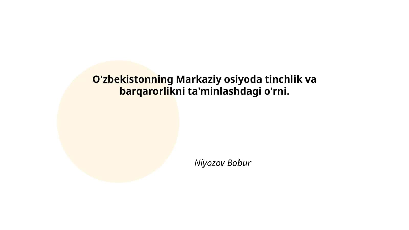 Markaziy Osiyoda tinchlikni ta'minlashda O'zbekistonning diplomatik roli