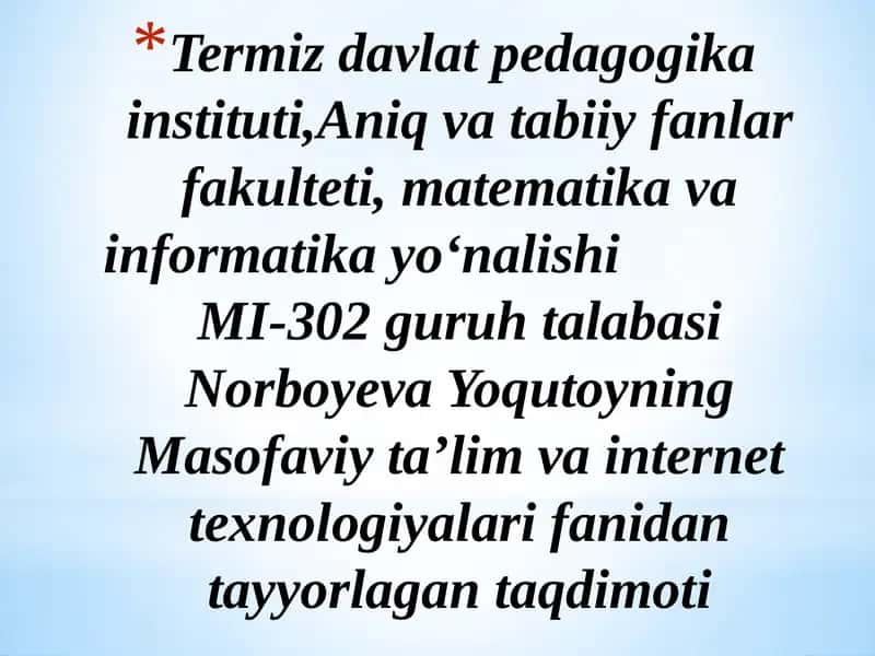O'zbekistonda masofaviy ta'limning shakllanishi va rivojlanish istiqbollari
