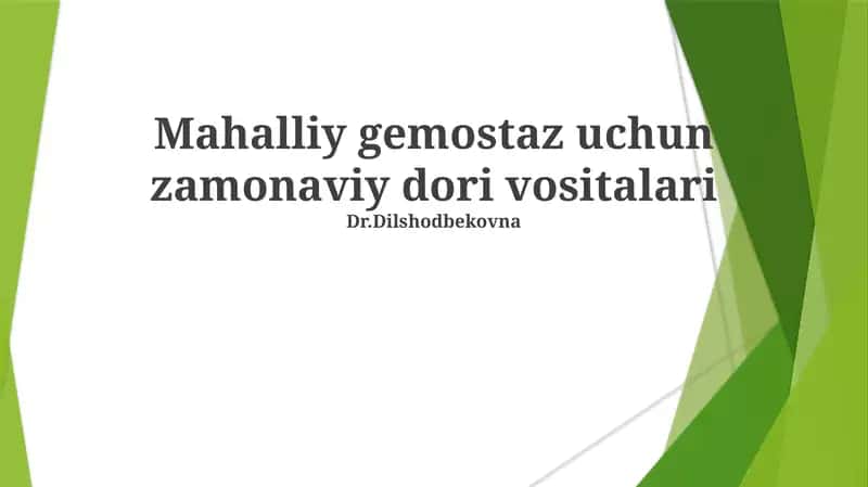 Mahalliy gemostaz uchun zamonaviy dori vositalari