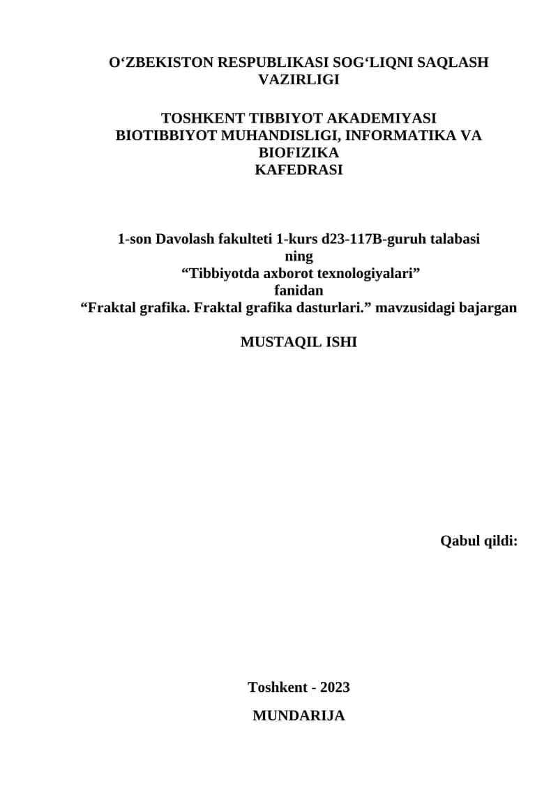 Fraktal grafika. Fraktal grafika dasturlari