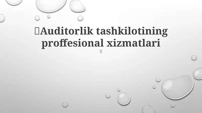Auditorlik tashkilotining proffesional xizmatlari