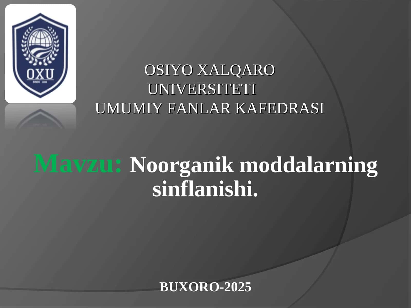 Noorganik moddalarning sinflanishi