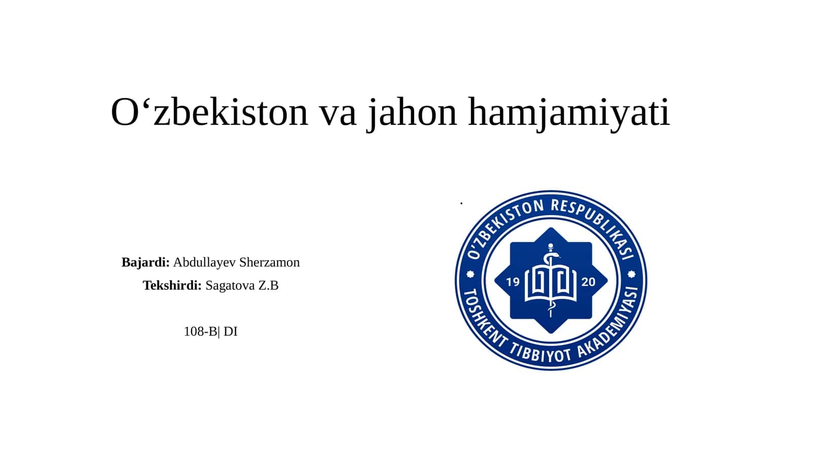 O‘zbekiston va jahon hamjamiyati