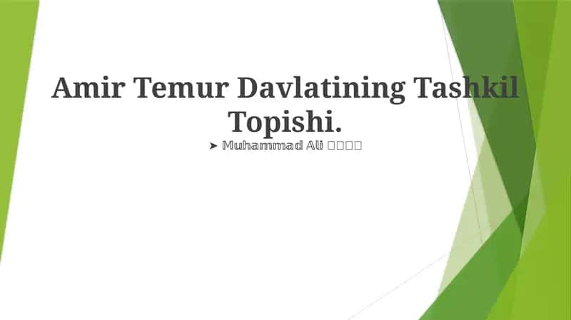 Amir Temur Davlatining Tashkil Topishi