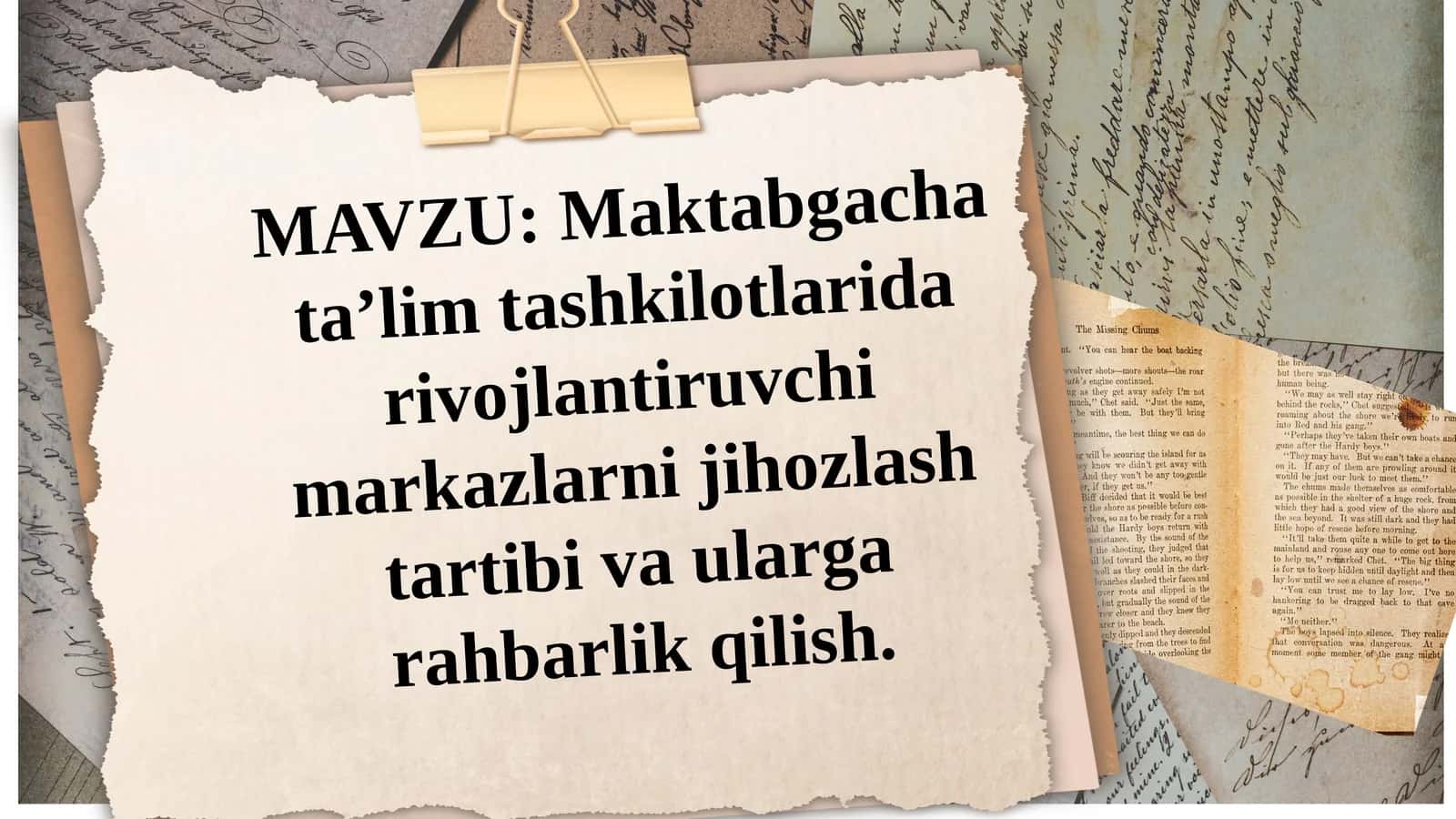 Maktabgacha ta’lim tashkilotlarida rivojlantiruvchi markazlarni jihozlash tartibivaulargarahbarlikqilish