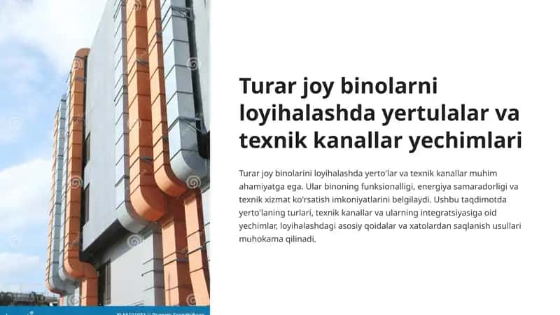 Turar joy binolarni loyihalashda yertulalar va texnik kanallar yechimlari