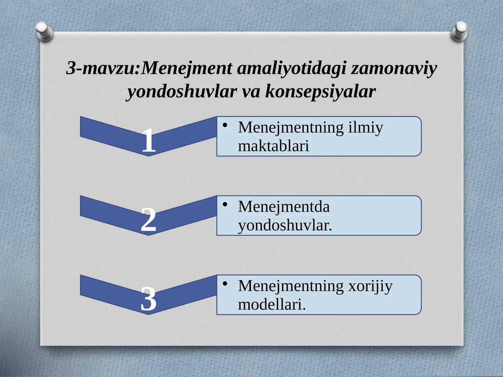 Menejment amaliyotidagi zamonaviy yondoshuvlar va konsepsiyalar
