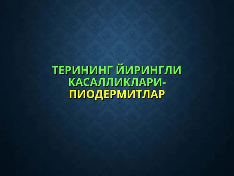 Терининг йирингли касалликлари-пиодермитлар