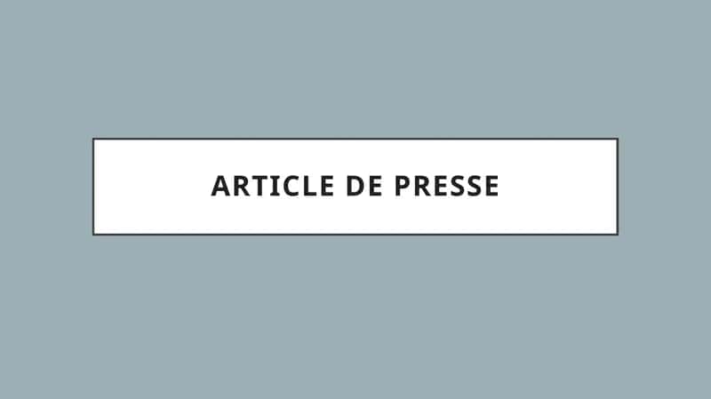 Article de presse