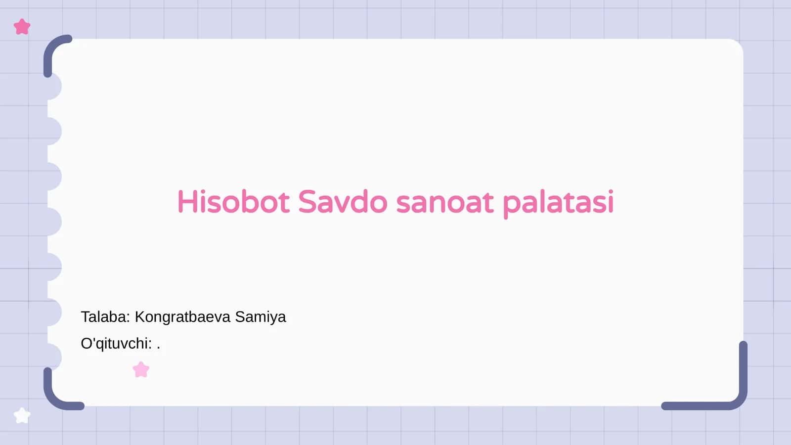 Hisobot Savdo sanoat palatasi