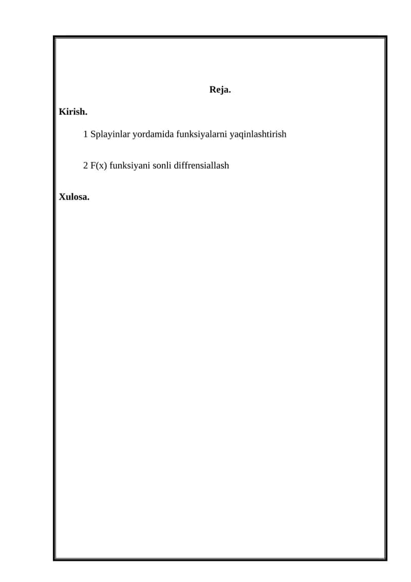 Interpolyatsion kubik splaynlar