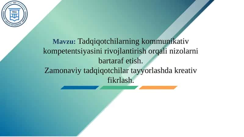 Kommunikativ va kreativ kompetentsiyani rivojlantirish