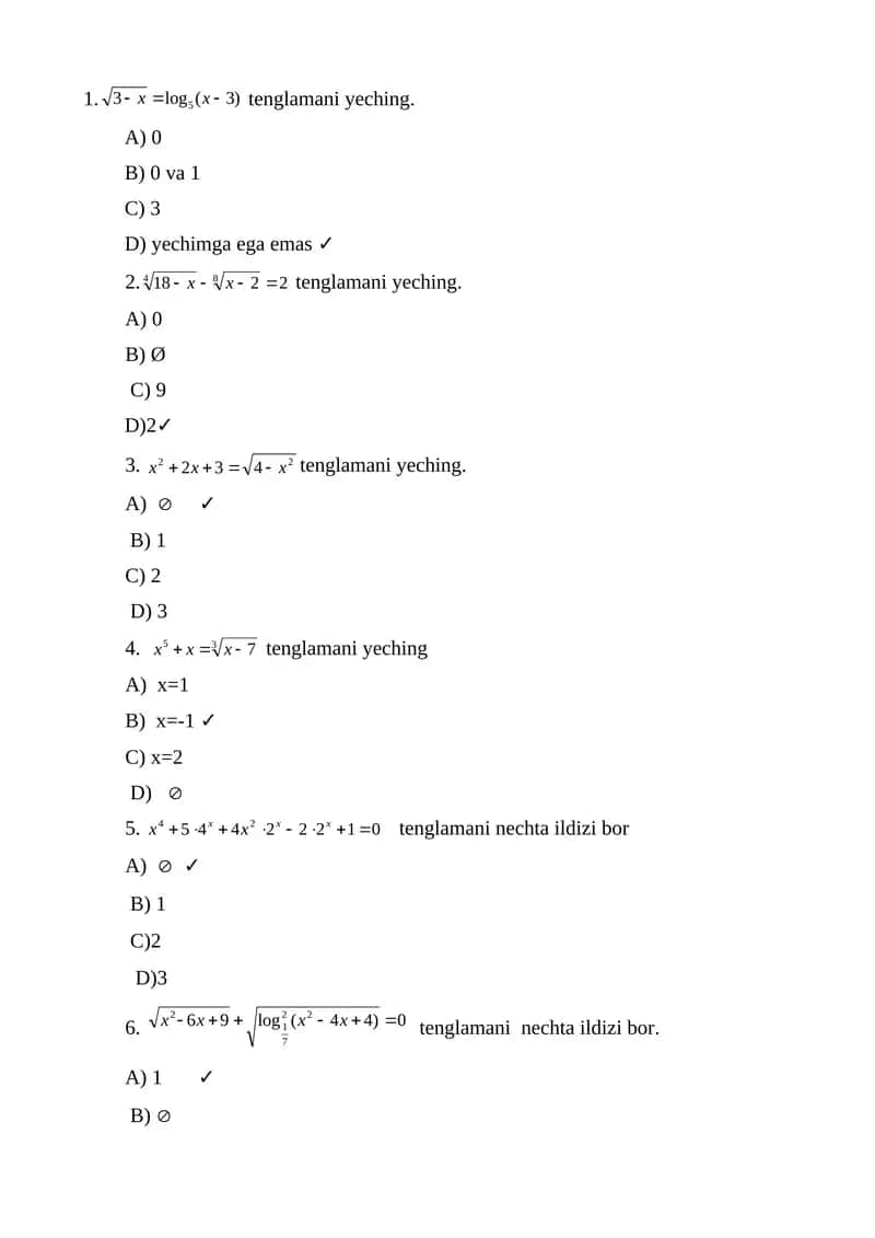 Matematikadan misol va masalalar yechish