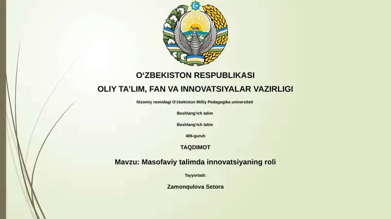 Masofaviy talimda innovatsiyaning roli