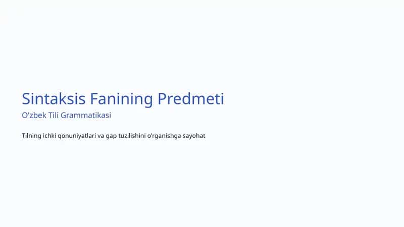 Sintaksis Fanining Predmeti