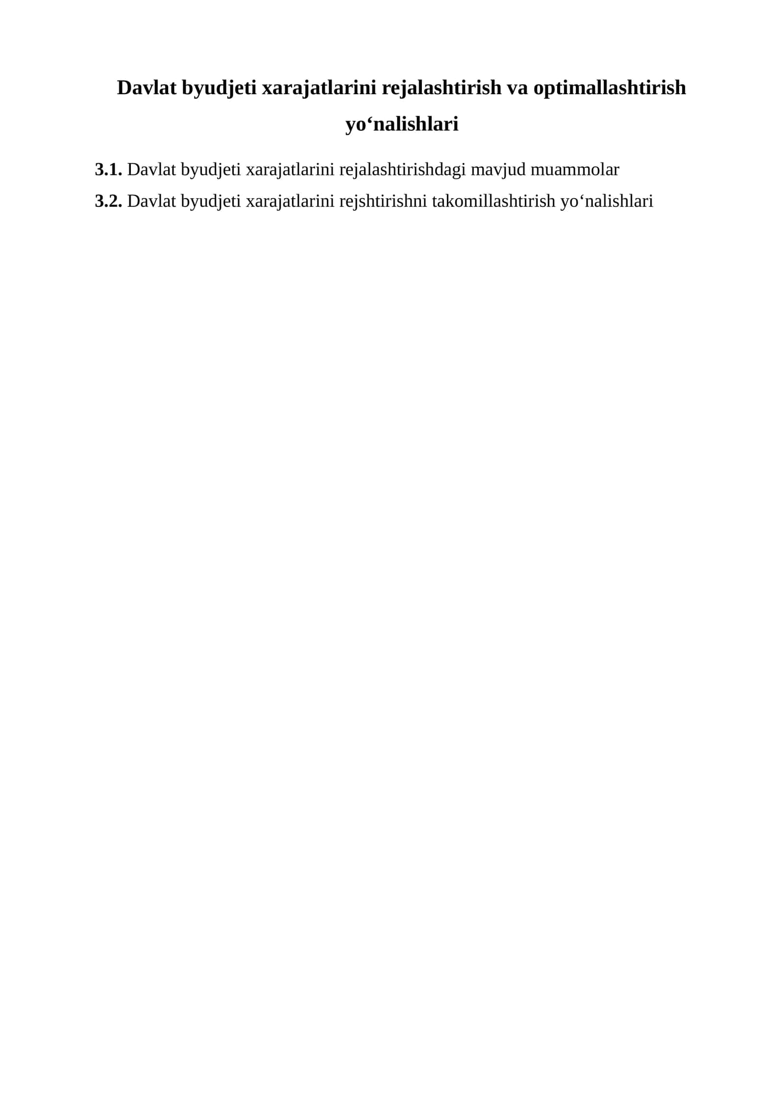 Davlat byudjeti xarajatlarini rejalashtirish va optimallashtirish yo‘nalishlari