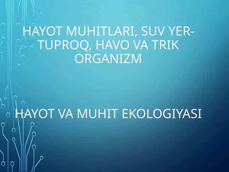 Organizmlar muhiti va ekologiyasi