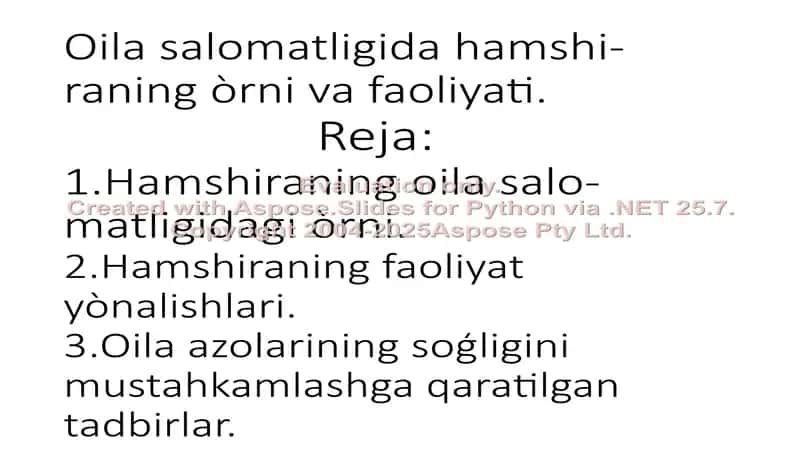 Oila salomatligida hamshiraning o'rn va faoliyati