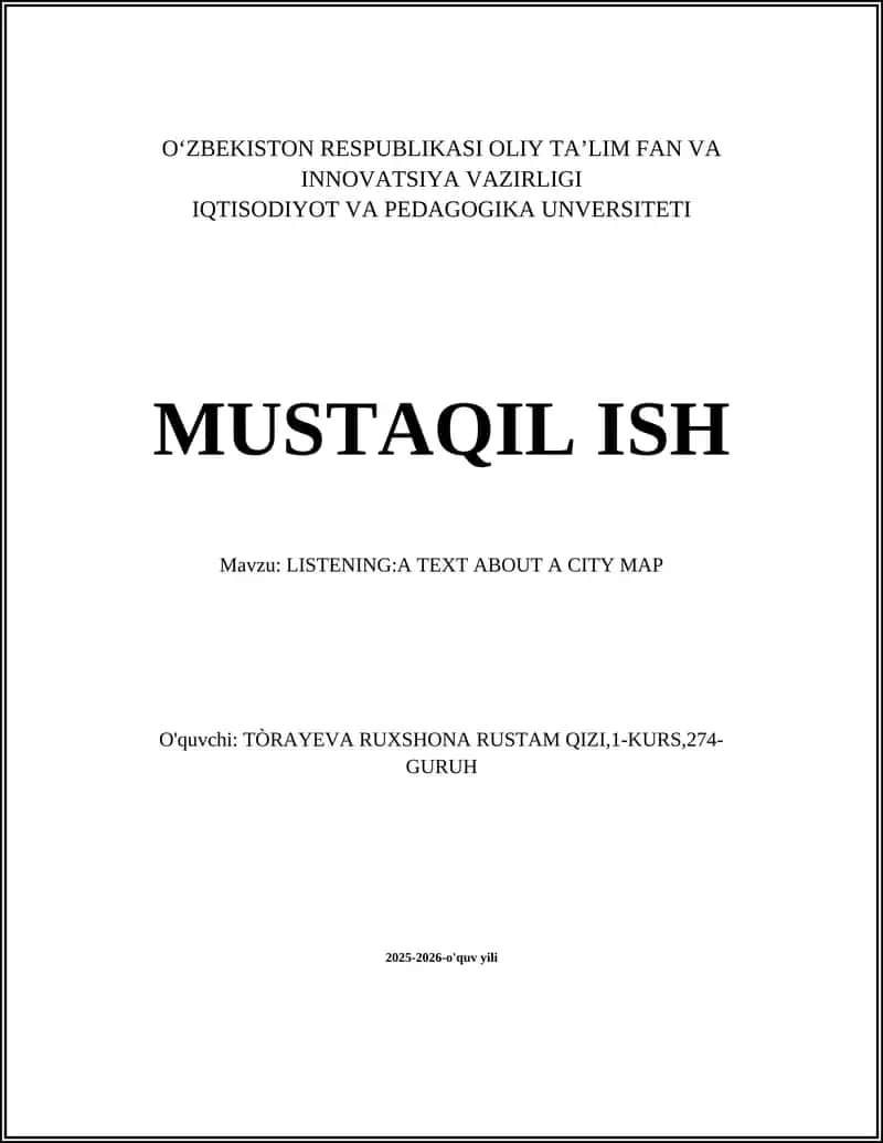 LISTENING:A TEXT ABOUT A CITY MAP