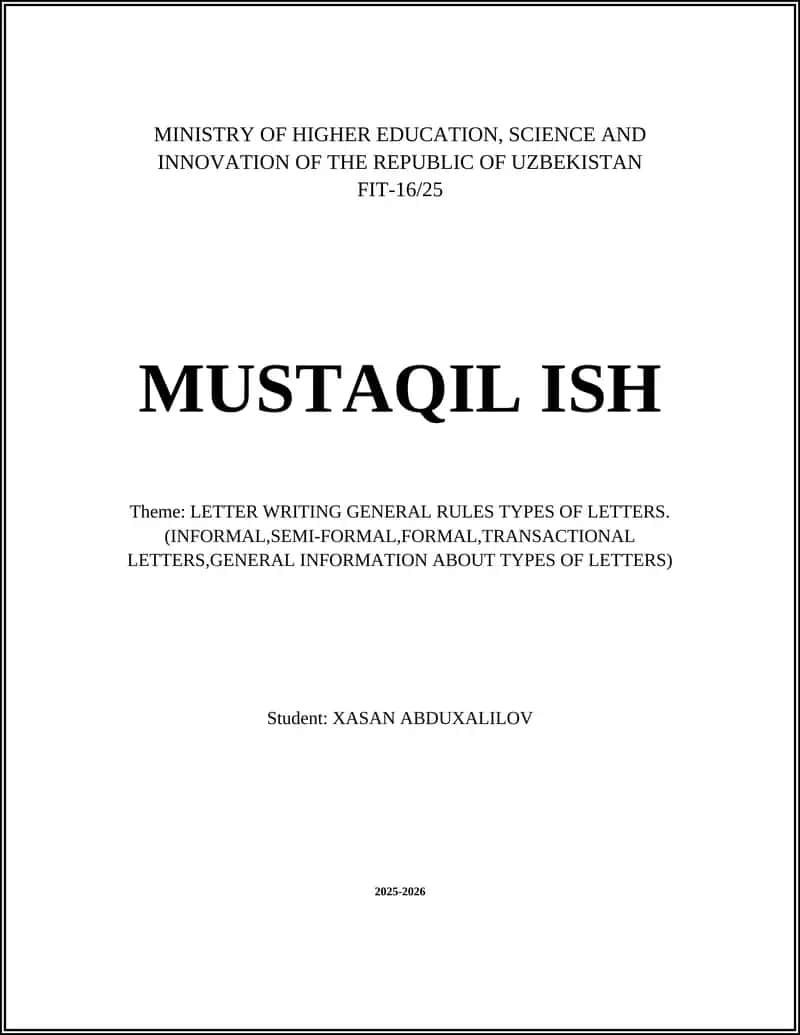 LETTER WRITING GENERAL RULES TYPES OF LETTERS