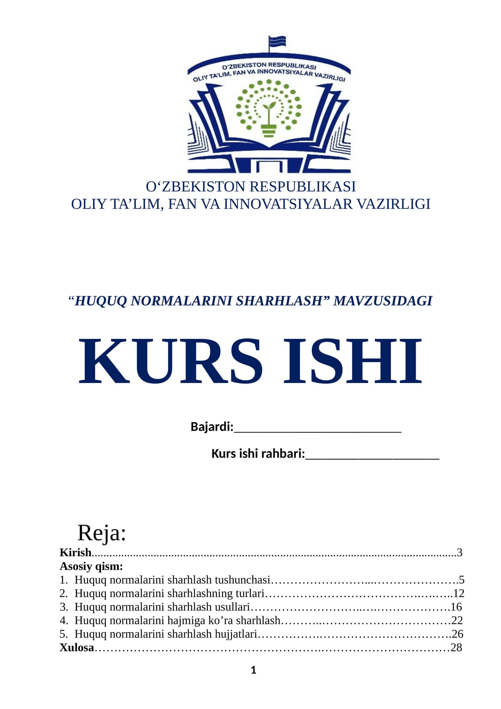 HUQUQ NORMALARINI SHARHLASH