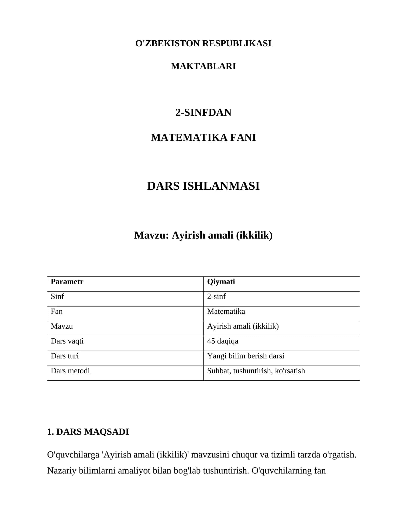 Ayirish amali (ikkilik)