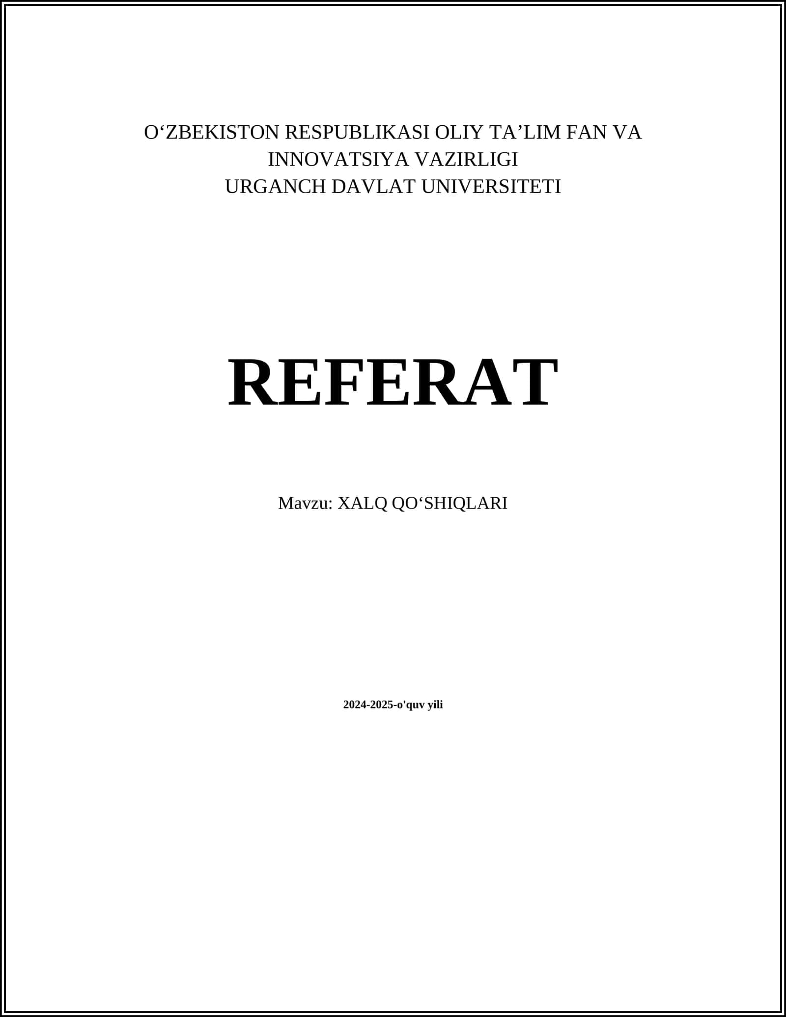 Xalq Qo'shiqlari
